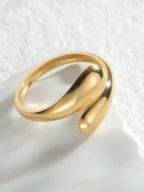 Drip Drop Bypass Ring Adjustable 18k Gold Plate F20 M